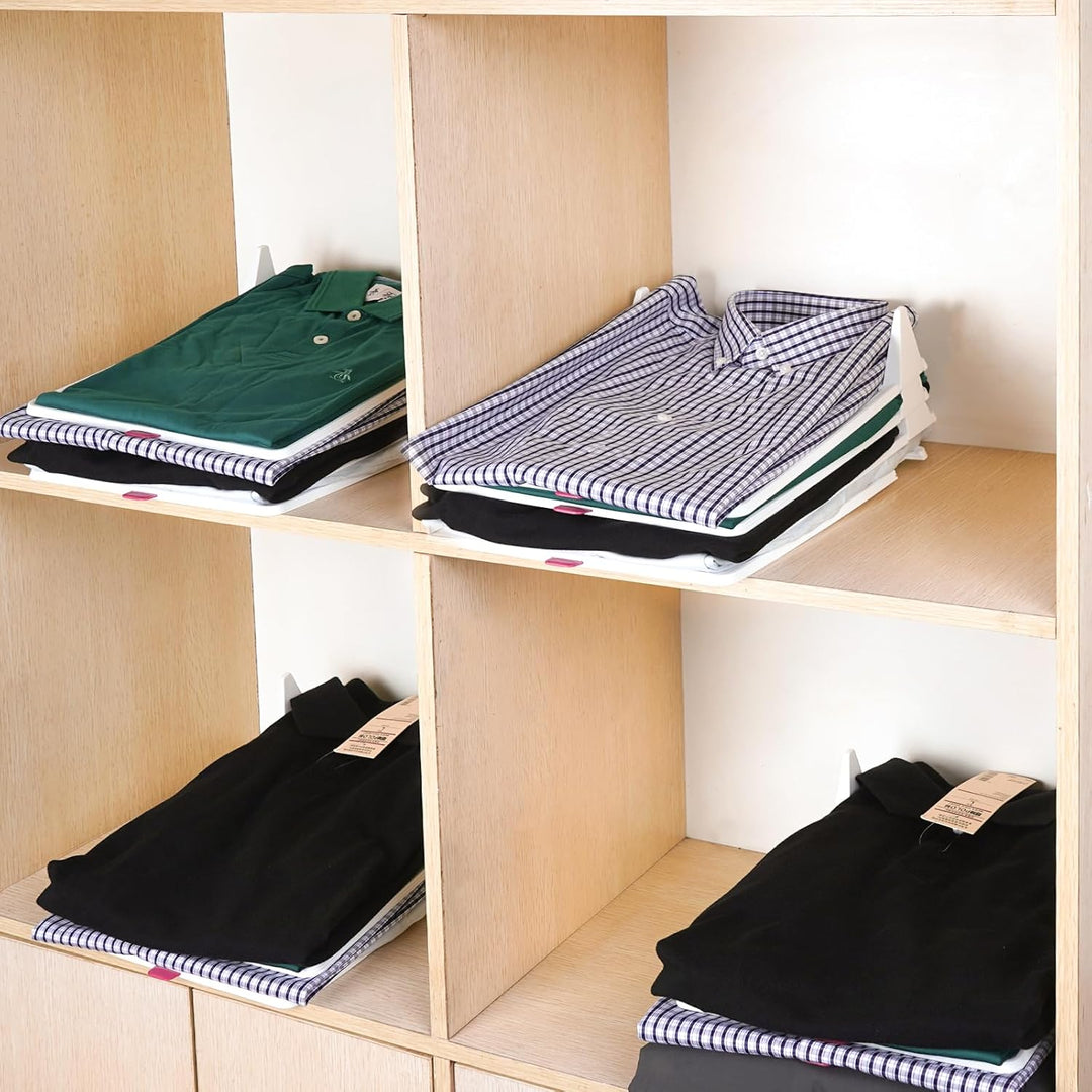 10 Stück T-Shirt-Organizer, Schrank-Organizer, abnehmbare, stapelbare Kleiderablagen, zusammenklappb
