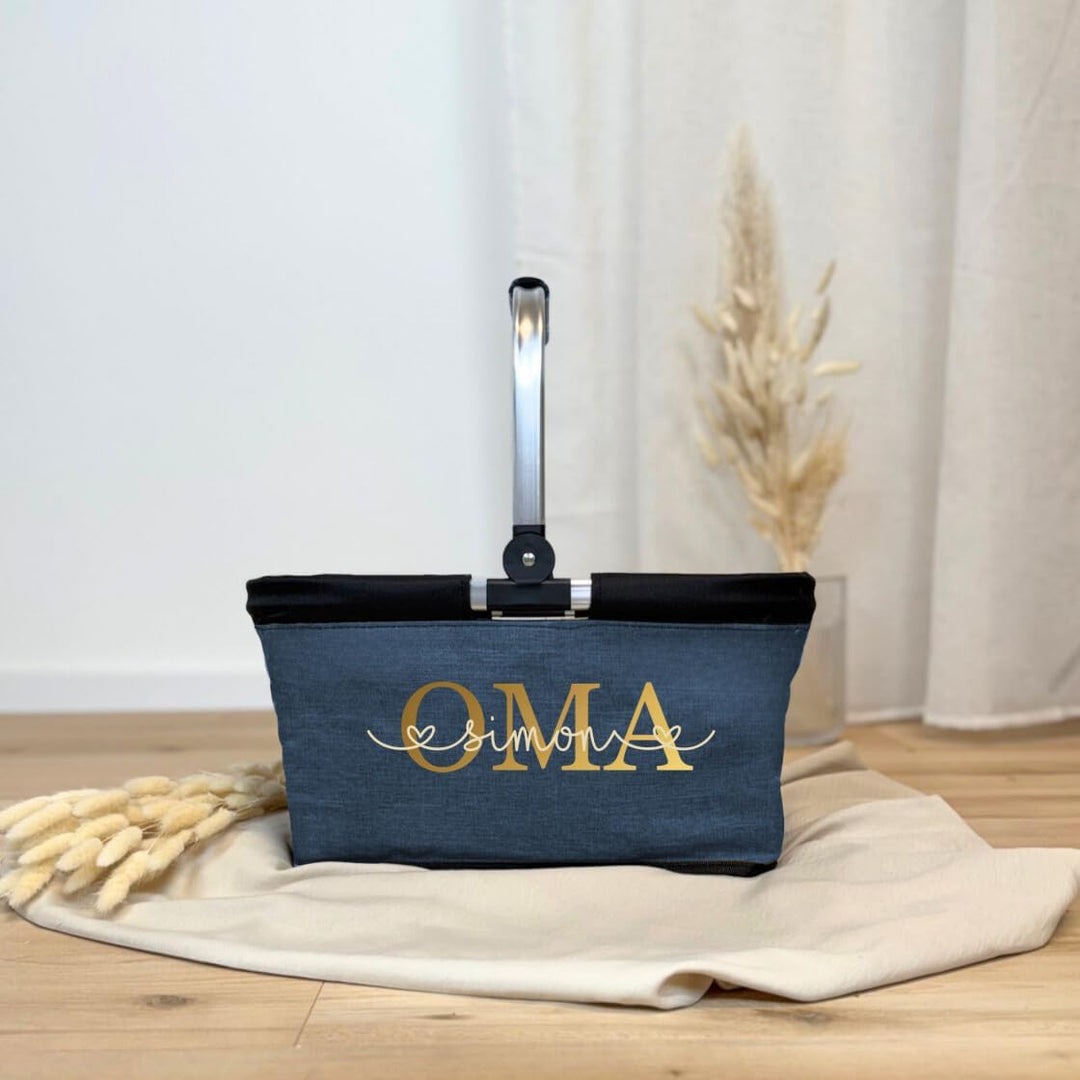 Einkaufskorb Oma personalisiert, Personalisiertes Geschenk Einkaufstasche mit Name, Tragekorb mit Al