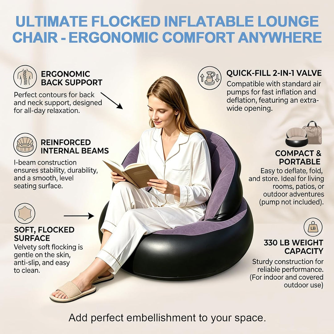 Aufblasbares Sofa mit Fusshocker, Aufblasbarer Sessel, Aufblasbares Lounge Freizeit-Sofa, Sessel,Cou