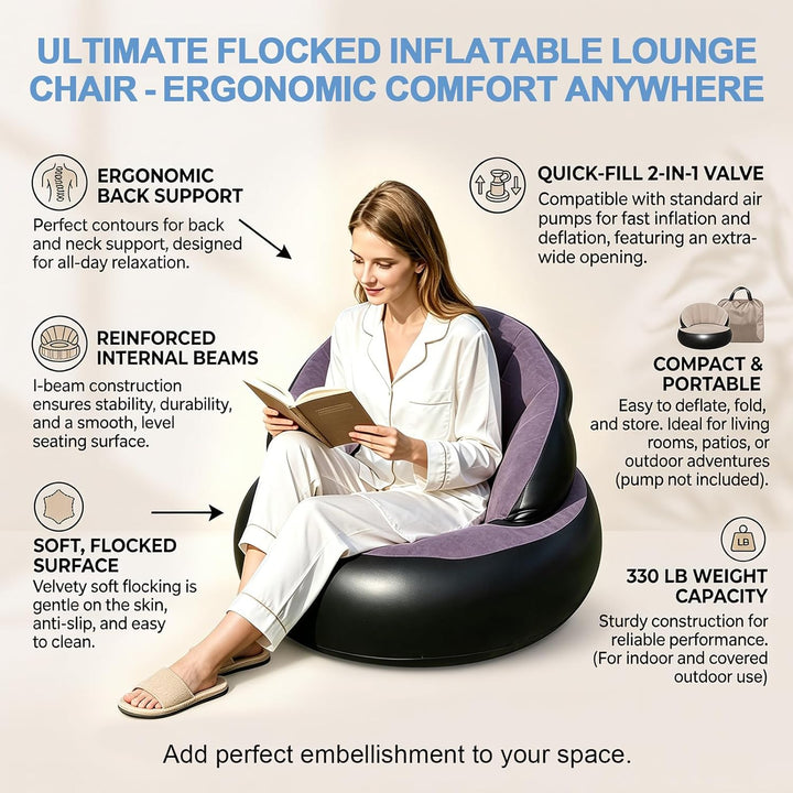 Aufblasbares Sofa mit Fusshocker, Aufblasbarer Sessel, Aufblasbares Lounge Freizeit-Sofa, Sessel,Cou