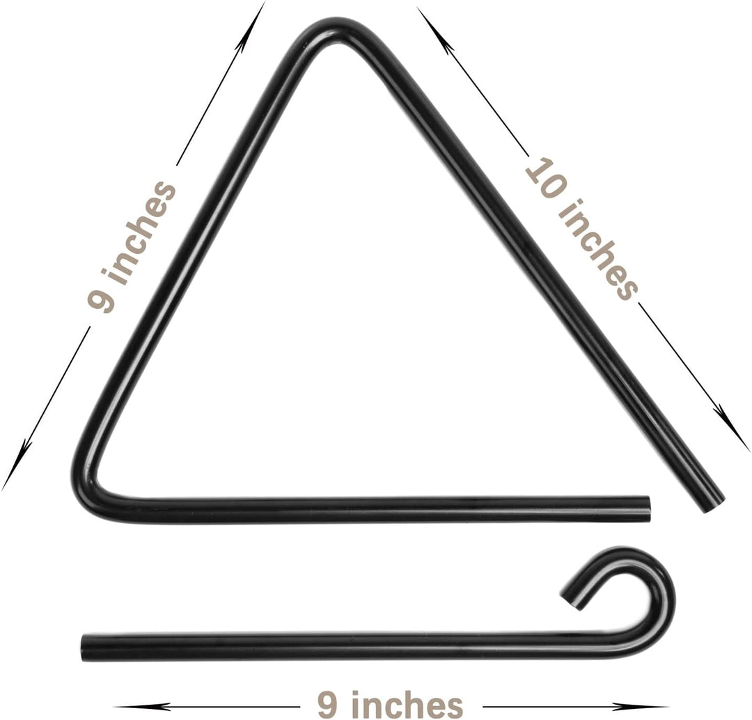 Dreieckige Abendessenglocke, robust, 22,9 cm, schwarzes Gusseisen mit Schläger, komplett mit einer d