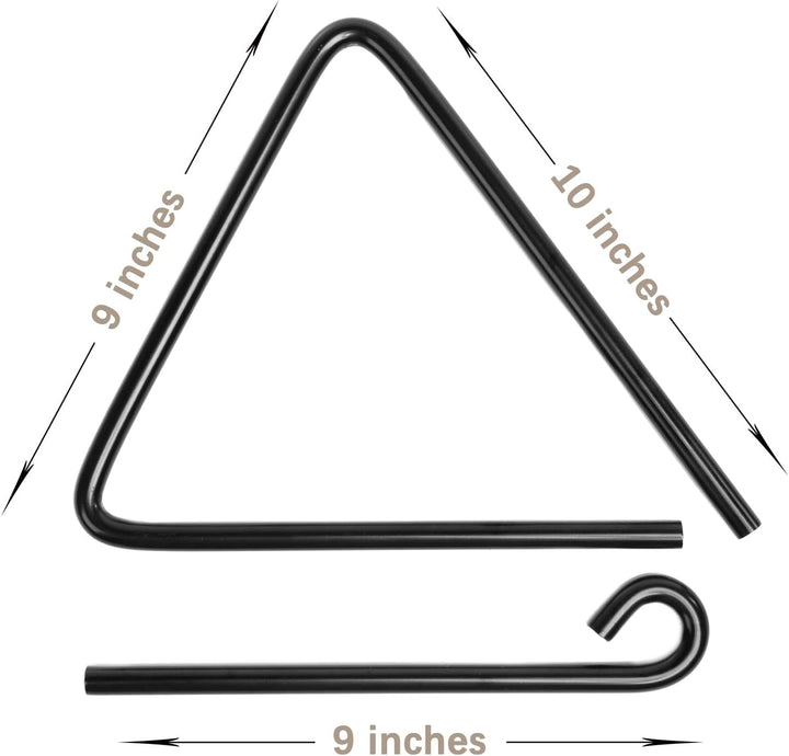 Dreieckige Abendessenglocke, robust, 22,9 cm, schwarzes Gusseisen mit Schläger, komplett mit einer d