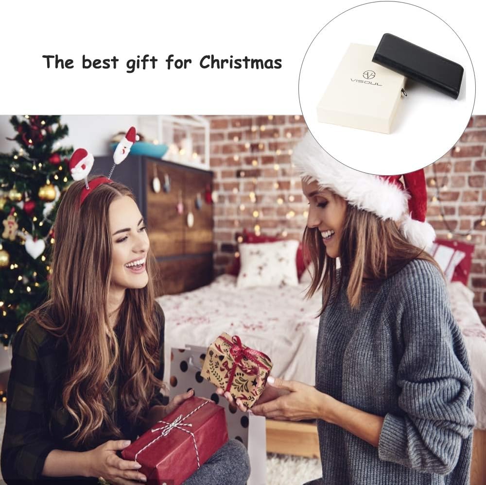 VISOUL Hülle für iPhone 12 Pro, iPhone 12 Handyhülle [100% Echtleder] [Lifetime Garantie] [RFID Schu