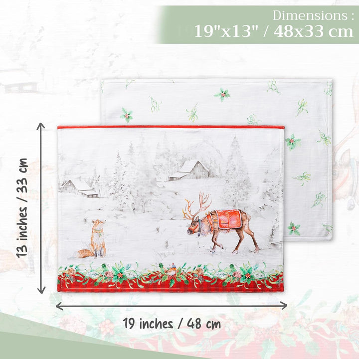 Maison d' Hermine Stoff-Tischset, 100% Baumwolle Set mit 4, 33cm x 48cm dekoratives, waschbares Tisc