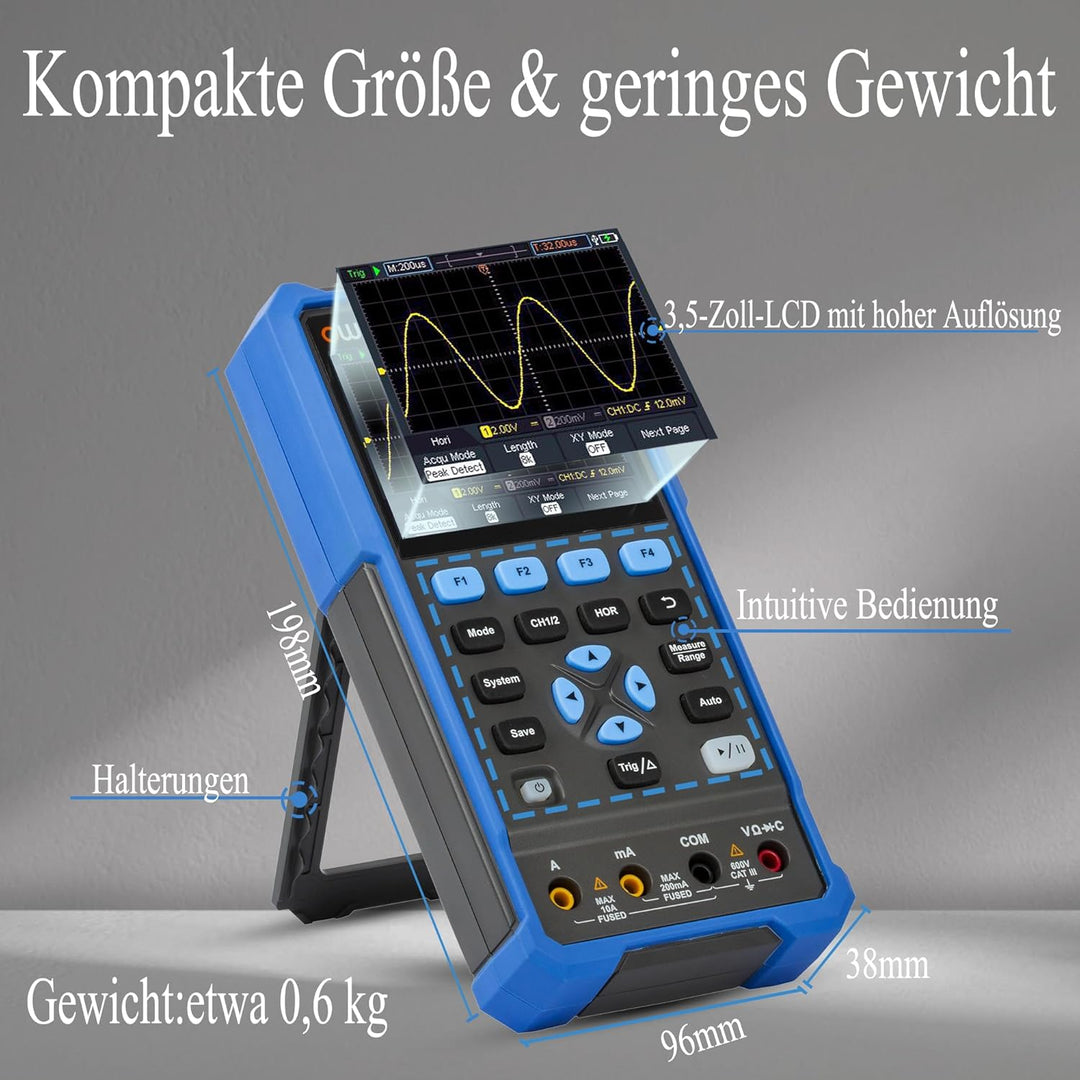 HDS272 Handheld-Digital-Oszilloskop 70MHz Bandbreite 3,5 Zoll LCD mit einstellbarer Helligkeit 2 in