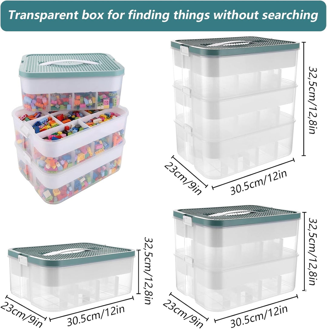 JMIATRY Aufbewahrungsboxen mit Deckel 30.5x23x32.5 cm, 3 Stufen Boxen Aufbewahrung Transparent Sorti