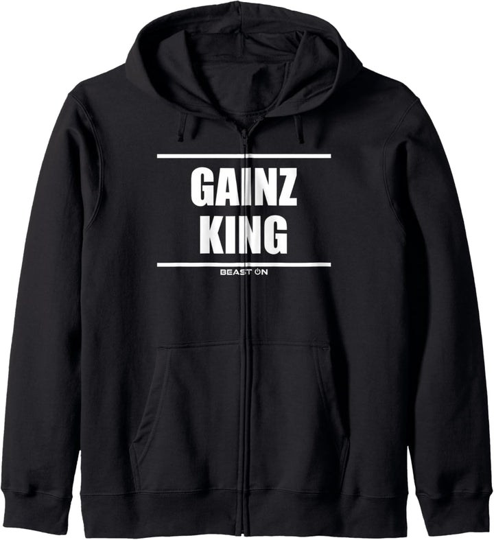 Gains Gainz King Bodybuilding Gym Fitness Motivation Sprüche Kapuzenjacke