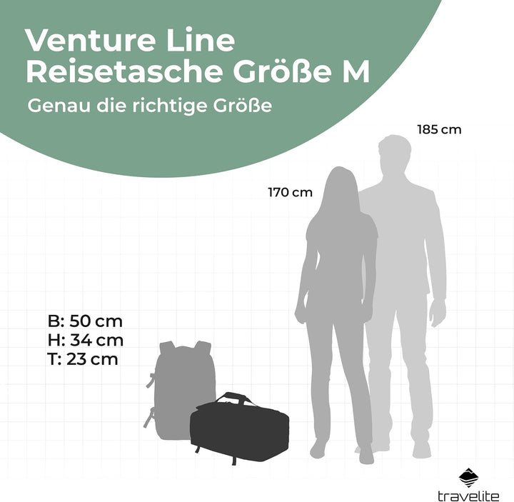 travelite Reisetasche Venture LINE M, 50x34x23 cm, 44 Liter, Weekender Sand M (50 x 34 x 23 cm), San