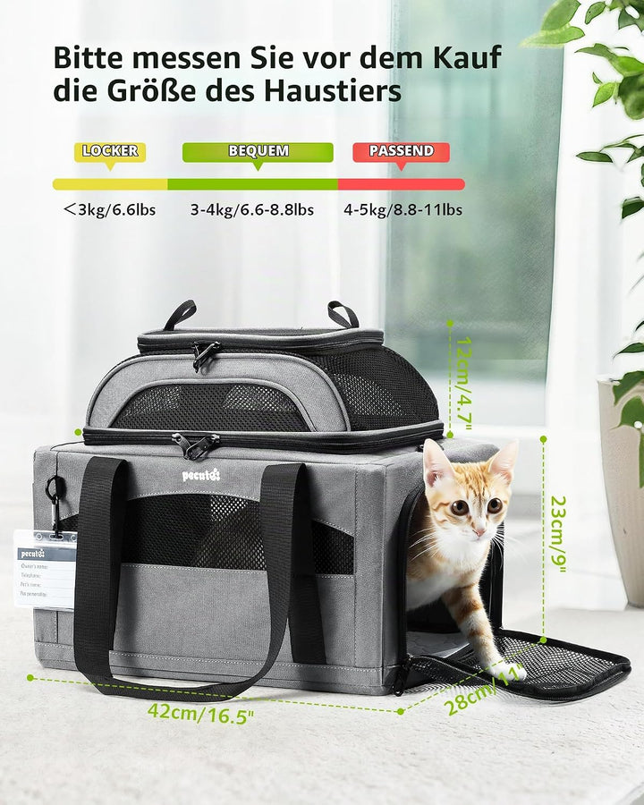 pecute Katzentasche Flugzeug Transporttasche Stabiler Halt Haustier Tragetasche, Transportbox Katze