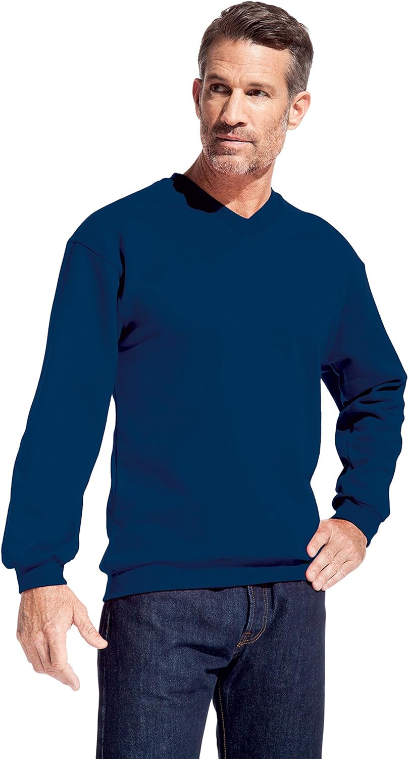 Premium V-Ausschnitt Sweatshirt Herren, Marineblau, L