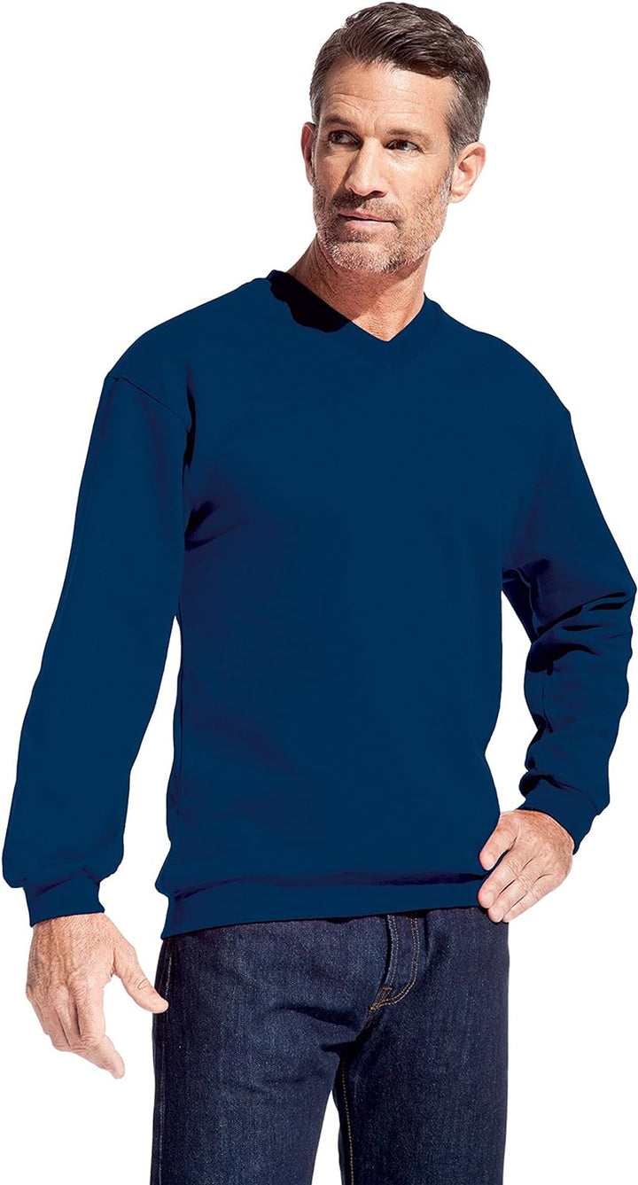 Premium V-Ausschnitt Sweatshirt Herren, Marineblau, L