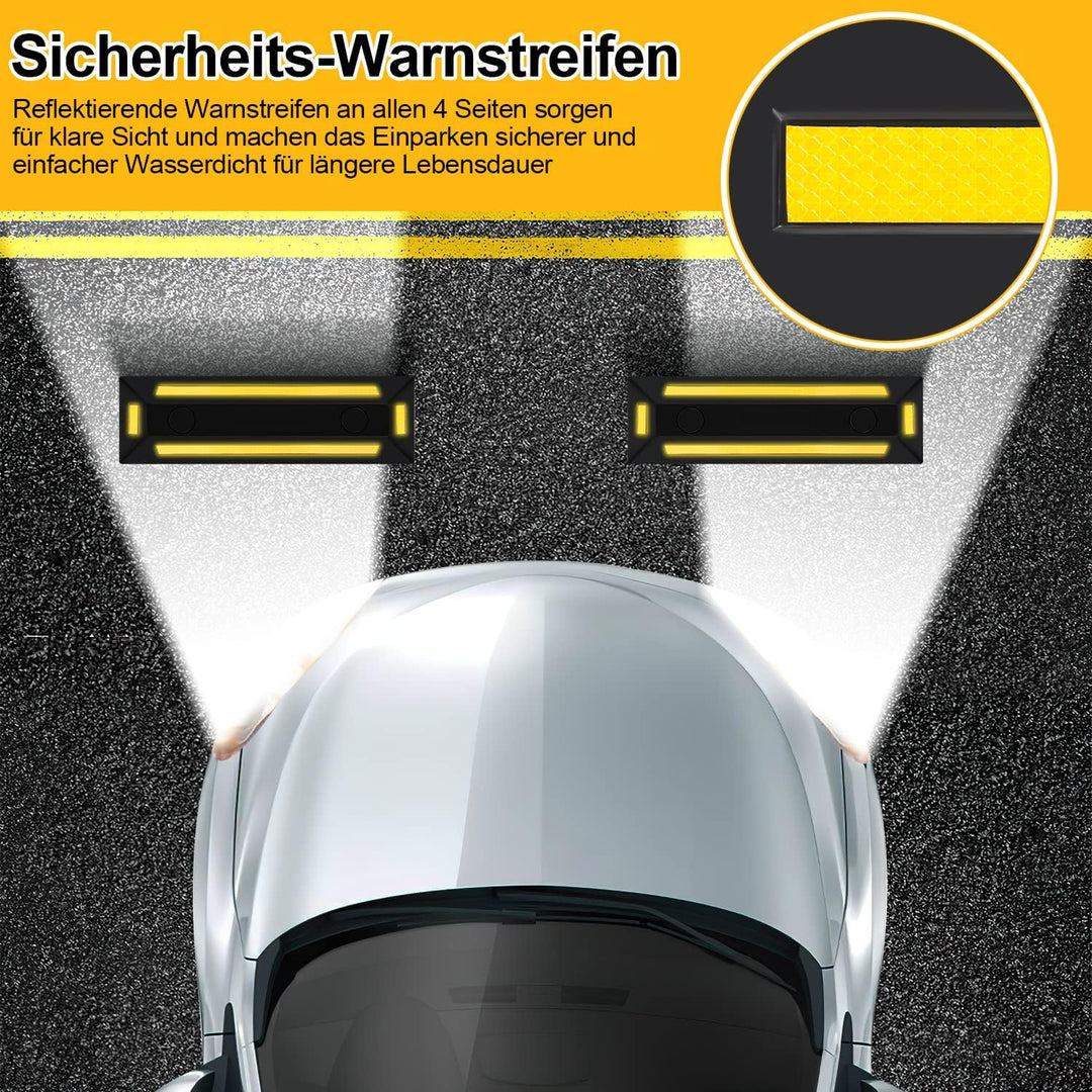 4 x Gummi Radstopper, 54x15x10cm Parkplatzbegrenzung, Parkplatzsperre mit Gelb Reflektierende Streif