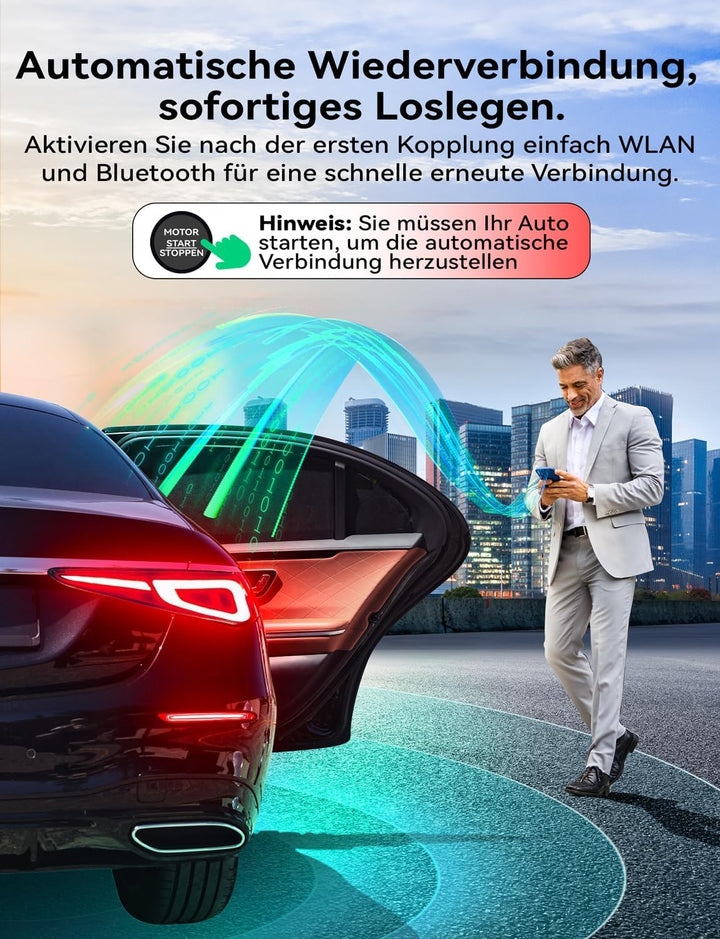 Wireless Carplay & Android Auto Adapter, Mavlou Metalldesign Mini & Stabiler 2-in-1-Dongle, Convert
