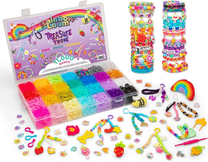 BANDAI – Rainbow Loom Treasure Trove – Kreatives DIY-Armband-Kit – 11.000 Gummibänder, Zubehör & Auf