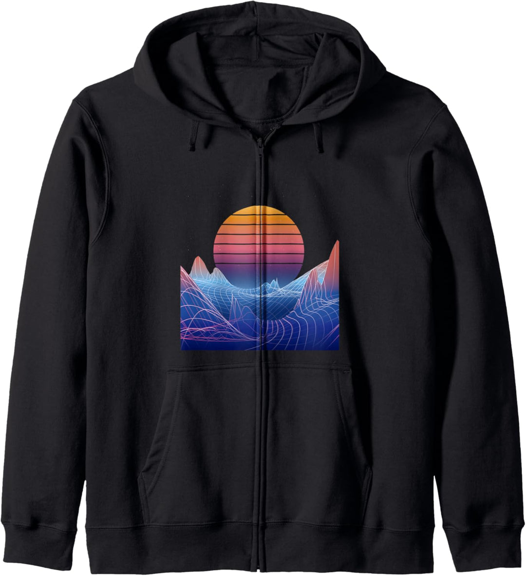 Synthwave Sonnenuntergang Sonnenlandschaft Kapuzenjacke