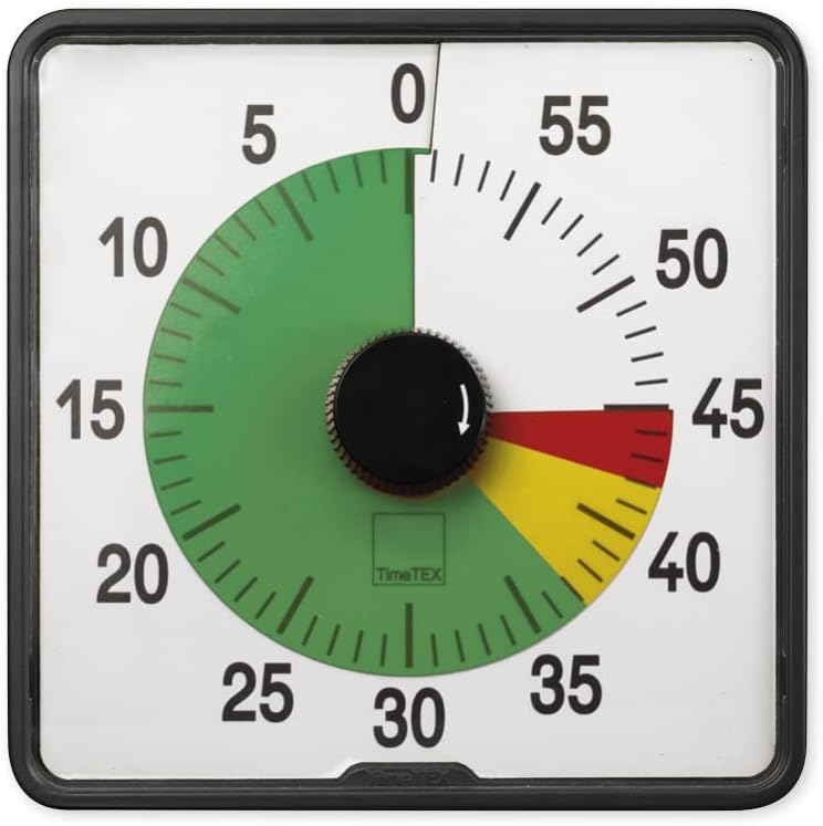 TimeTEX Zeitdauer-Uhr - Timer Countdown mit Ampelscheibe - lautlos - mit Ablaufsignal - mit Batterie