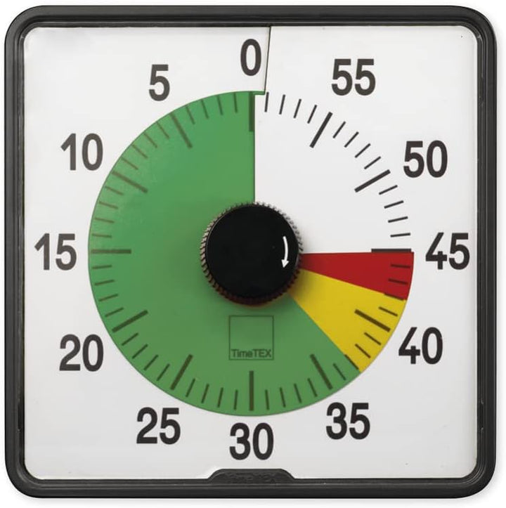 TimeTEX Zeitdauer-Uhr - Timer Countdown mit Ampelscheibe - lautlos - mit Ablaufsignal - mit Batterie