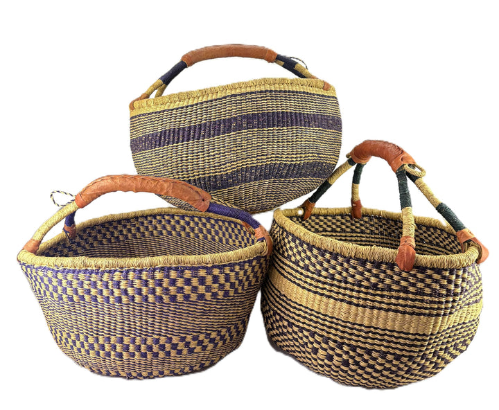 Grosser Bolga Rundkorb Ø 40 x 40 cm – Original aus Ghana – Handgefertigt – Fair Trade – Einkaufskorb