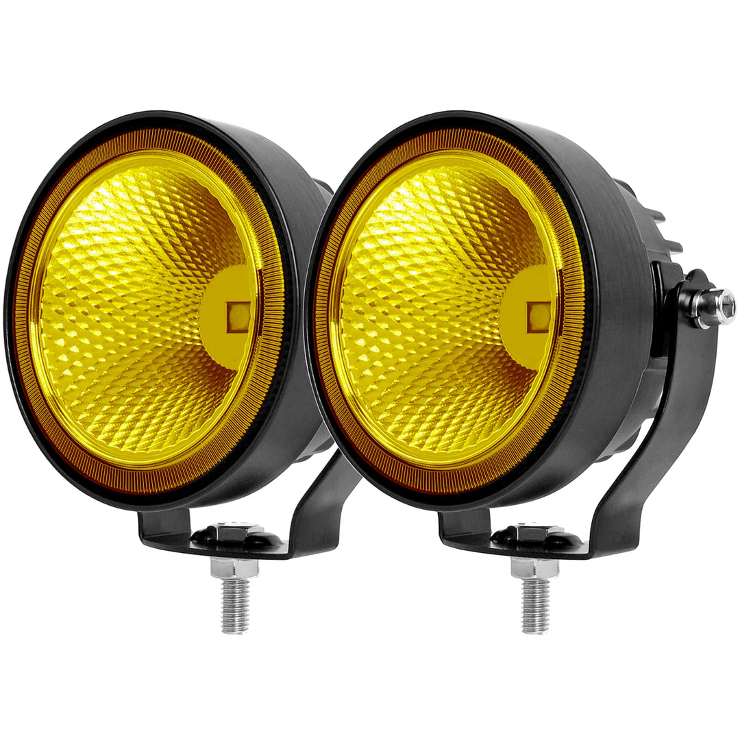 SUFEMOTEC Gelbe Runde Led Nebelscheinwerfer 4 Zoll Bernstein Zusatzscheinwerfer Arbeitslampe für Fah