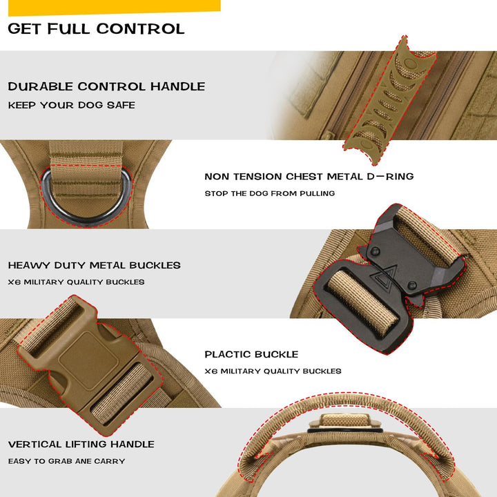 AIWAI Taktisches Hundegeschirr für mittlere und grosse Rassen, Molle-Panels Metallschnalle, Weste mi