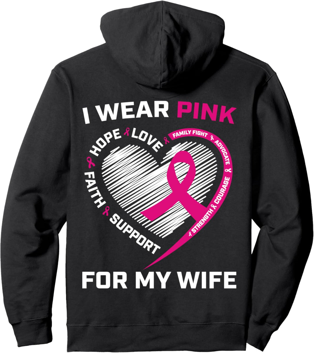 Pinke Schleife für die Ehefrau zur Brustkrebs-Bewusstseinsaufklärung, Grafik in Herzform Pullover Ho