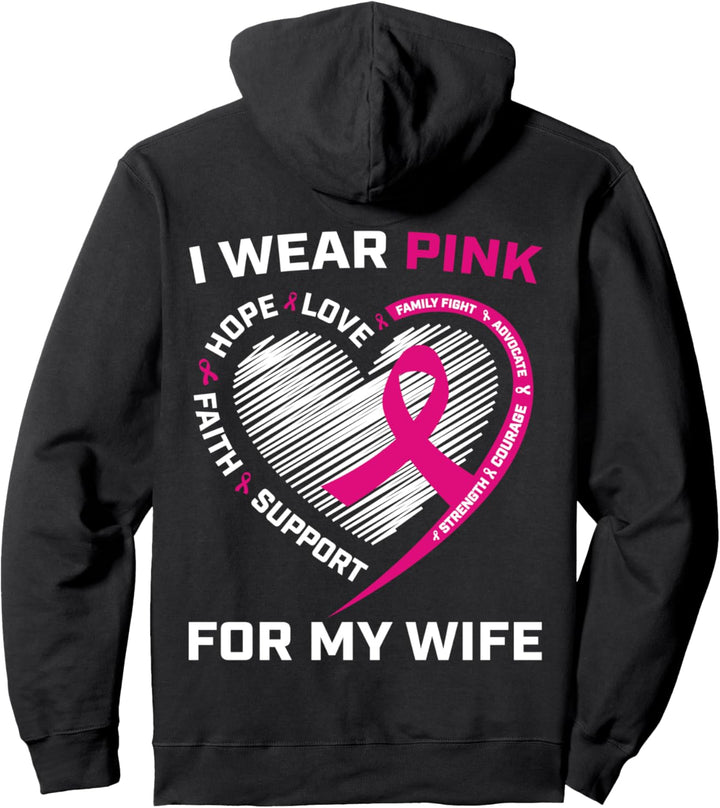 Pinke Schleife für die Ehefrau zur Brustkrebs-Bewusstseinsaufklärung, Grafik in Herzform Pullover Ho