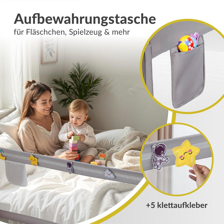 Rausfallschutz | Bettrausfallschutz für Kinder & Babys | Faltbares Bettschutzgitter für Kinderbetten