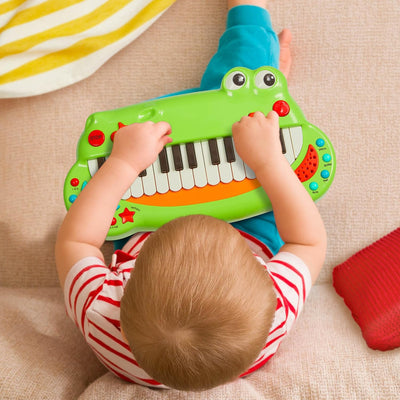 Battat BT4680Z Krokodil Keyboard Piano mit 5 Instrument Geräuschen und Musik – Kinder Klavier Spielz