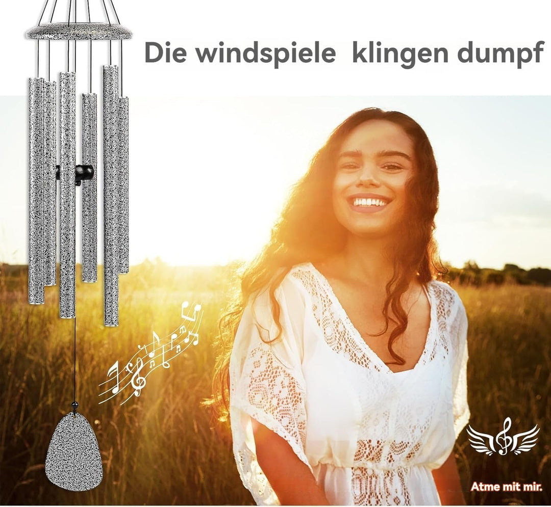Windspiel für draussen, 6-Röhren-Klangspiel für Garten, Balkon und Terrasse, Hängende Gartendekorati