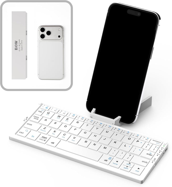 Leise Tastatur Faltbare QWERTY BT mit Magnetischem Ständer, Aluminium Mini Tragbare Kabellose Tastat