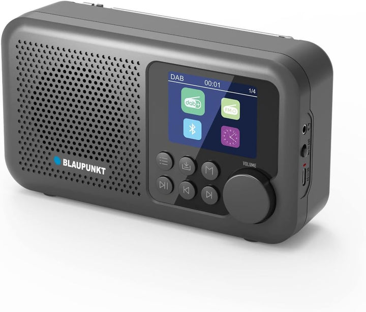 Blaupunkt DR8BK Tragbares DAB+ UKW-Radio, Bluetooth 5.3, 2,4 Zoll Farbdisplay, 1800 mAh USB-C-Akku,