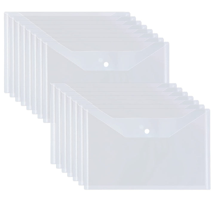 GOYADA 48 Stück Dokumententasche A4 Transparent, Dokumententasche mit Druckknopf aus Polypropylen, D