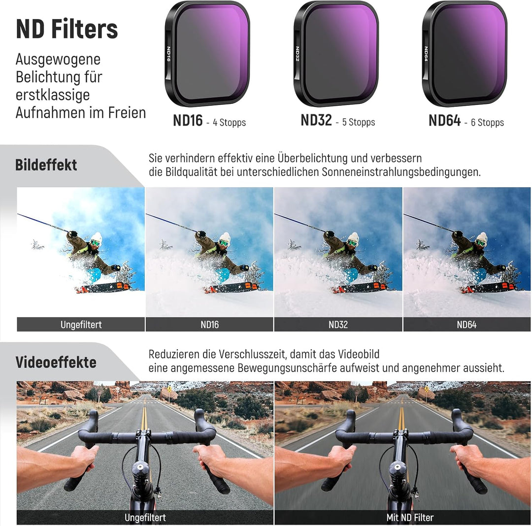 NEEWER ND & CPL Filter Set Kompatibel mit Insta360 Ace Pro, ND16 ND32 ND64 CPL 4er Pack Action Kamer