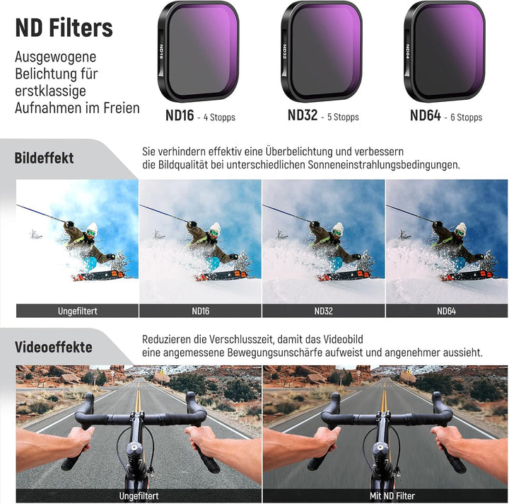 NEEWER ND & CPL Filter Set Kompatibel mit Insta360 Ace Pro, ND16 ND32 ND64 CPL 4er Pack Action Kamer