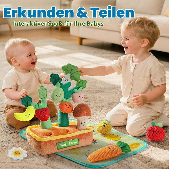 Mini Tudou Baby Spielzeug ab 6 Monate,15 Stück Sensorische Knister Früchte Gemüse Bauernhof Plüschti