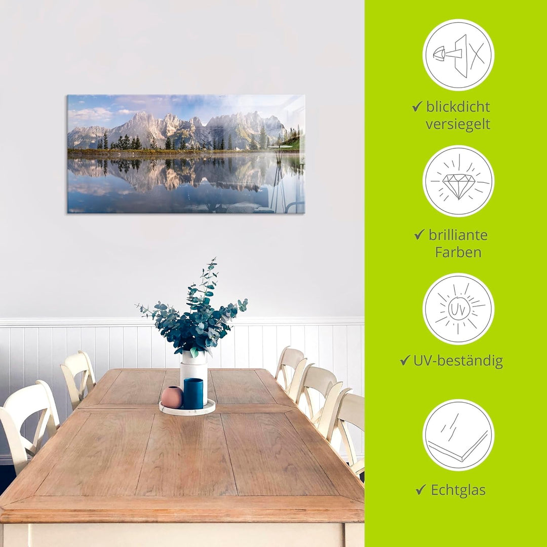 ARTland Glasbilder Wandbild Glas Bild einteilig 100x50 cm Querformat Wilder Kaiser in Tirol U3VB Wil