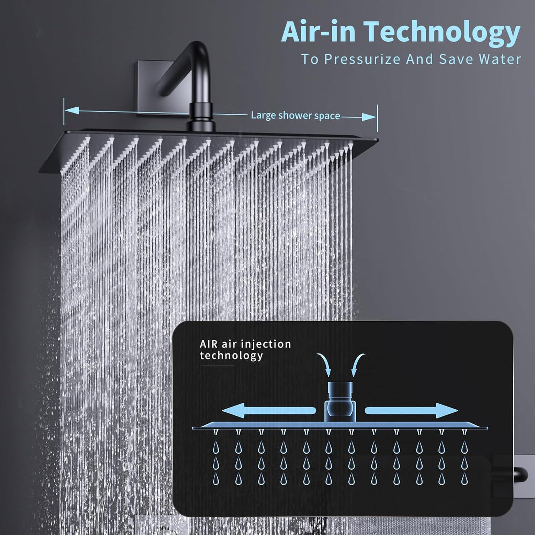 12 Zoll (30cm) Regendusche Duschkopf – Edelstahl, Hochdruck, Ultradünn, 360° Schwenkbar – Grosser Lu