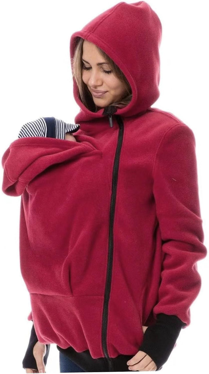 Umstands-Hoodie, Abnehmbarer 3-in-1-Kapuzenpullover mit Kängurutasche, weiche, warme Baby-Tragejacke