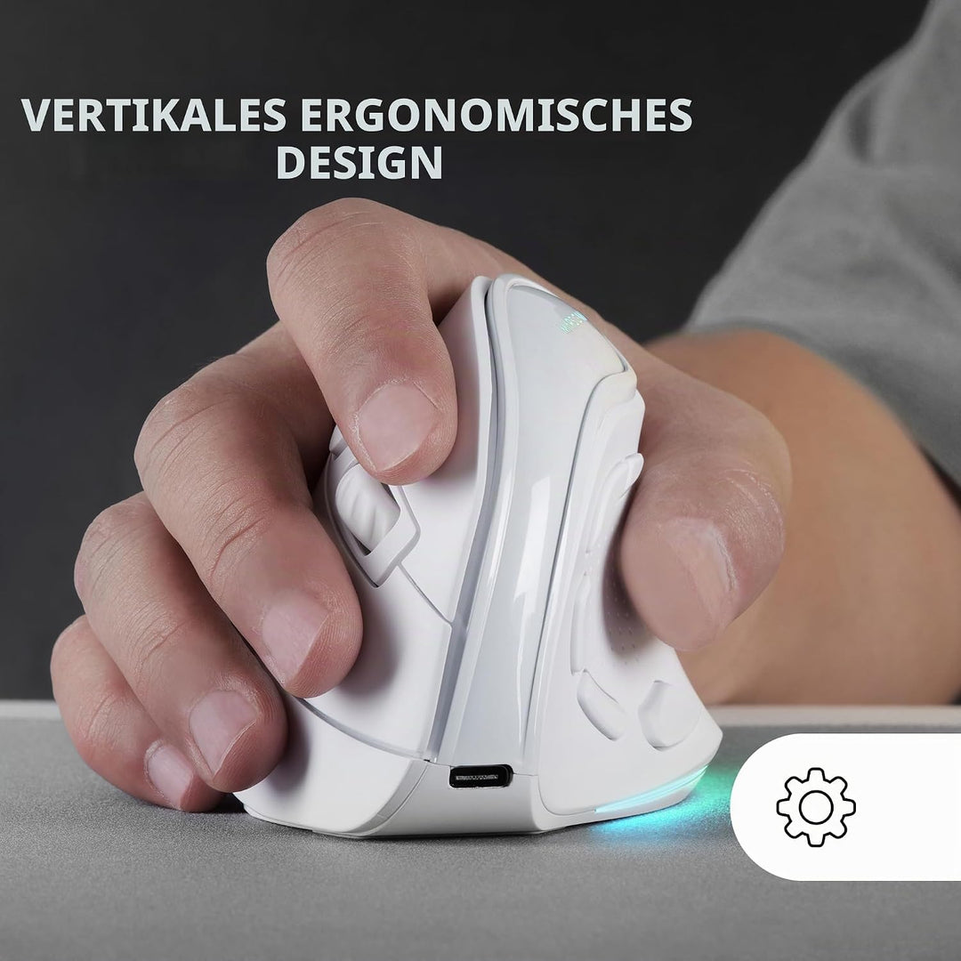 Mars Gaming MM-SK, Kabellose Vertikale Gaming-Maus, Ergonomisches, RGB Chroma-Beleuchtung, Pixart 84