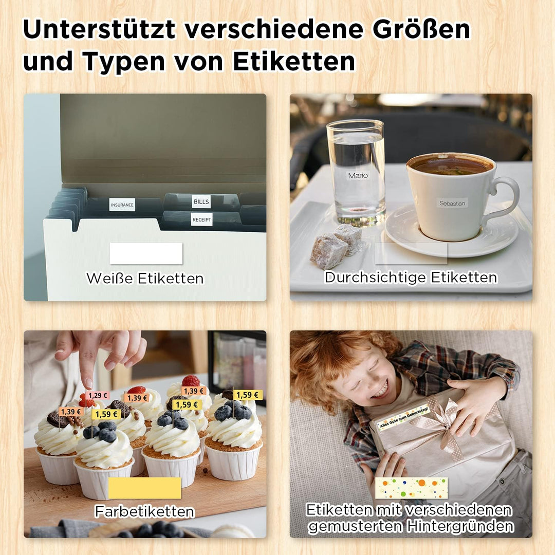 SUPVAN Katasymbol Beschriftungsgerät Selbstklebend - E16 Bluetooth Etikettiergerät, Mini Etikettendr