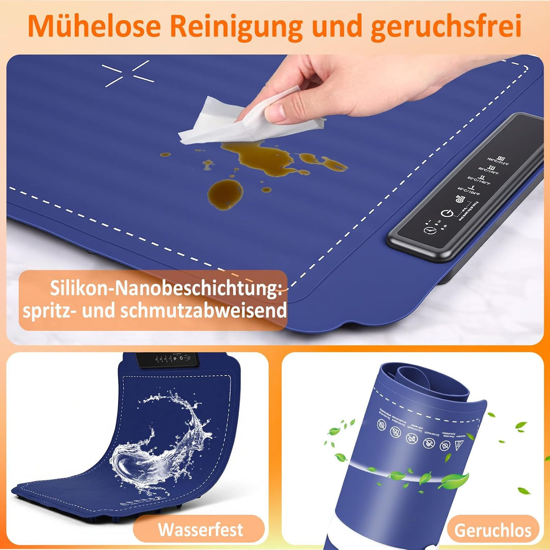 Elektrische Warmhalteplatte für Speisen, 40-100℃ Speisenwärmer Elektrisch Wärmeplatte Essen Faltbare