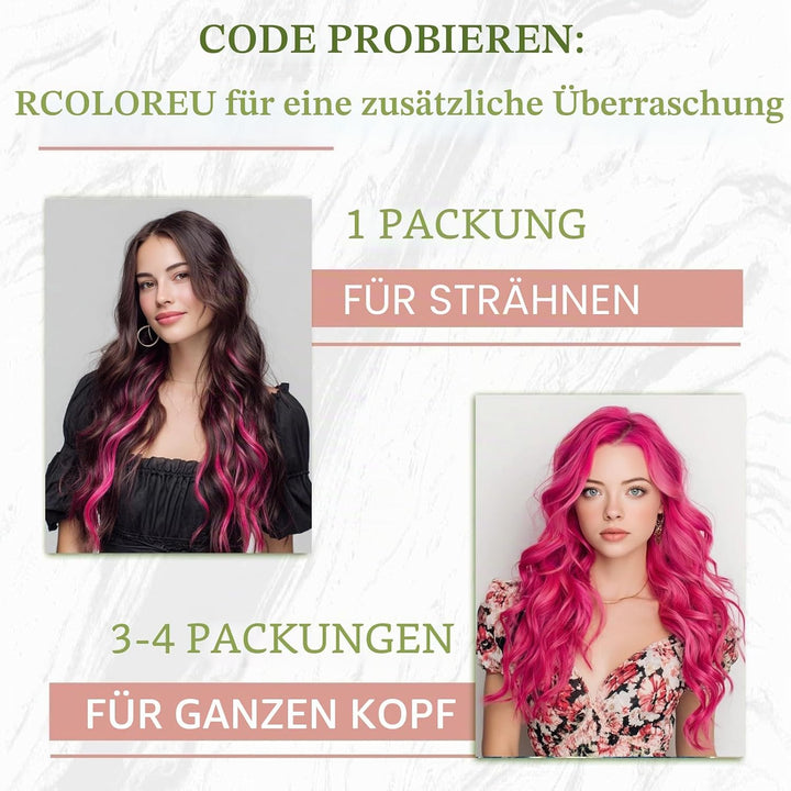 RUNATURE Extensions Echthaar Microring Rosa 40cm Menschliches Haar 25s 1g Heiss Pink Haarverlängerun