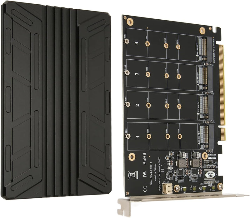 Topiky Quad M.2 NVMe auf PCIe 3.0/4.0 X16 Adapter, 4 Laufwerke NVMe M.2 SSD auf PCIe X16 Adapterkart