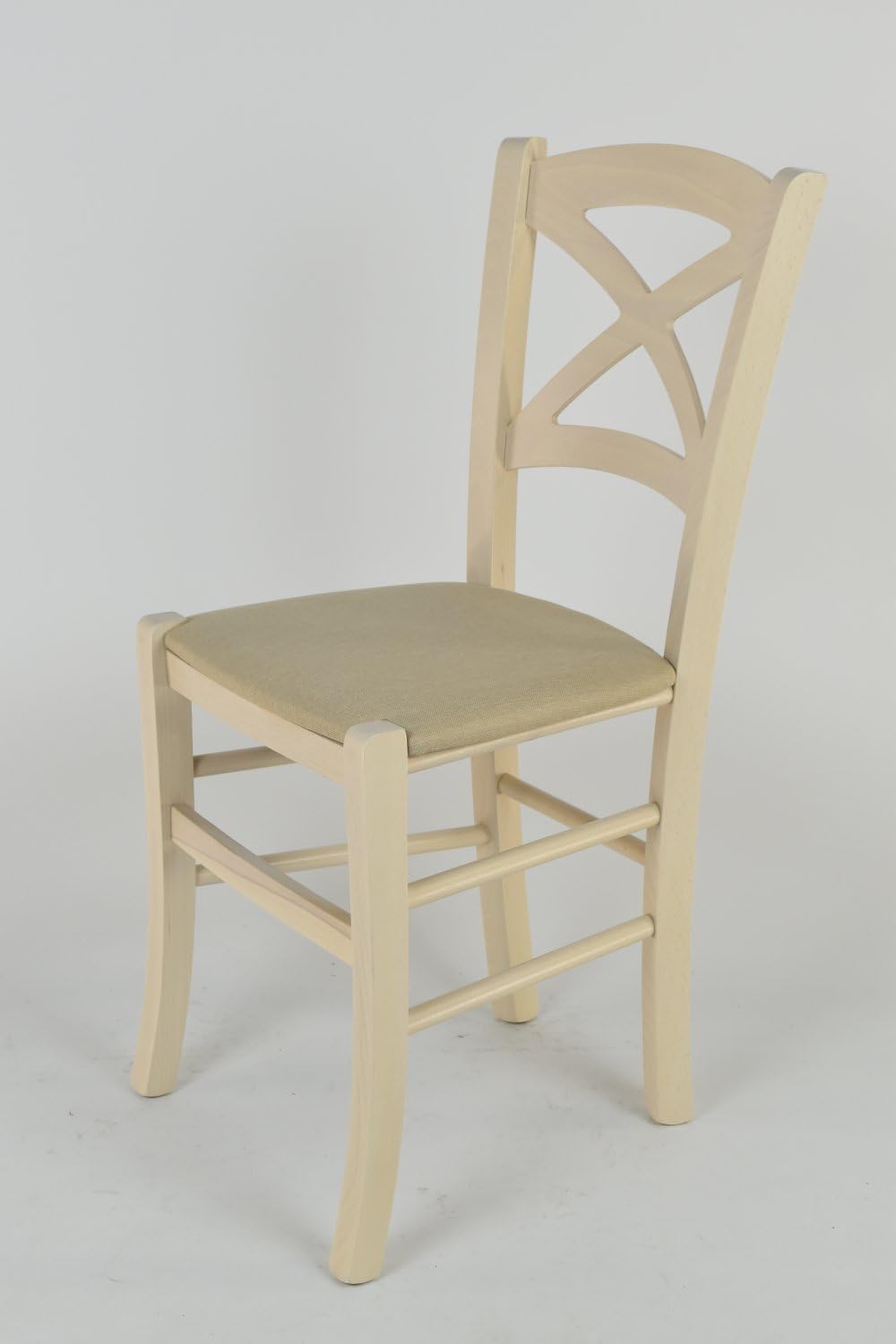 TM C S Tommychairs Klassischer Cross Stuhl für Küche, Bar, Esszimmer, mit Gestell aus Buchenholz lac