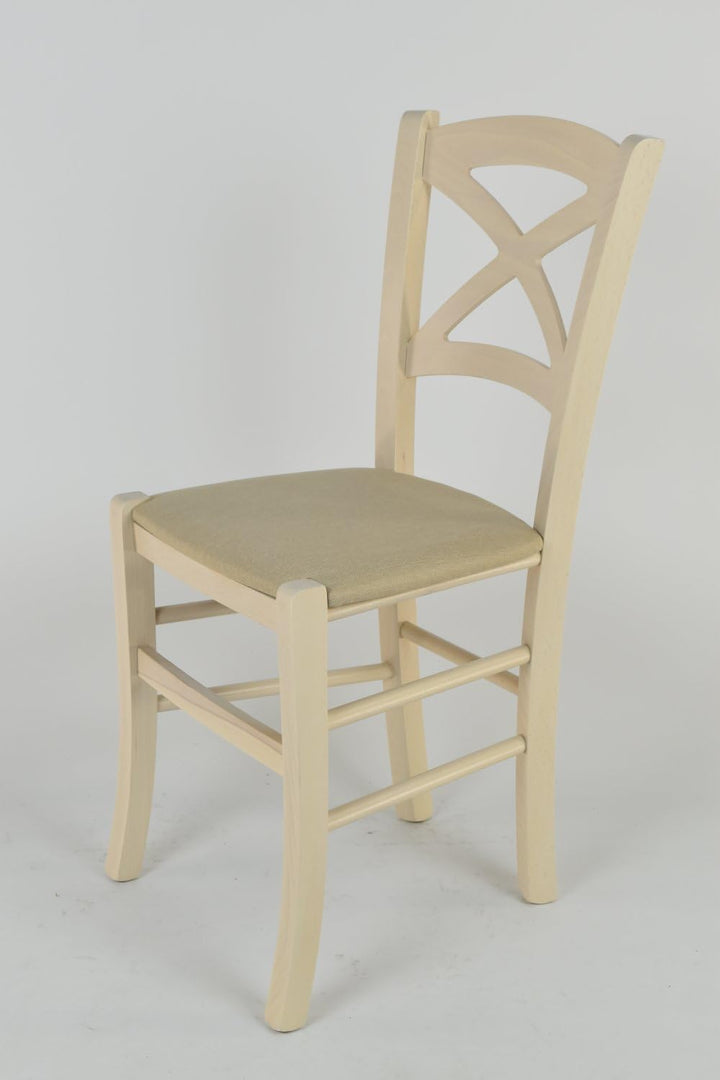 TM C S Tommychairs Klassischer Cross Stuhl für Küche, Bar, Esszimmer, mit Gestell aus Buchenholz lac