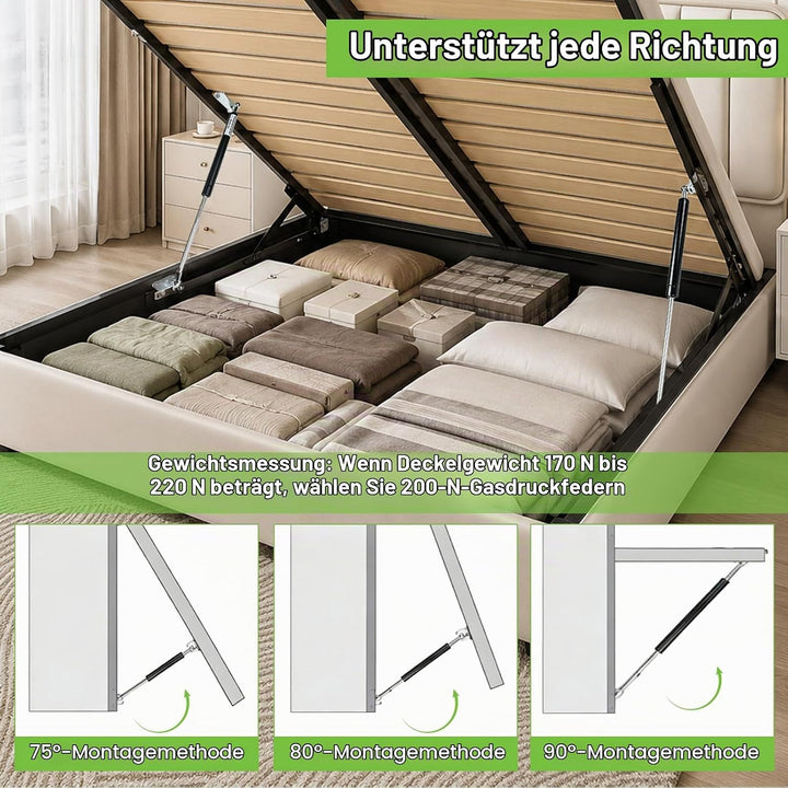 2 Stück Gasdruckdämpfer Gasdruckfeder 380MM 200N 20KG Gasdruckfedern mit L förmigen Gasfeder Haltern