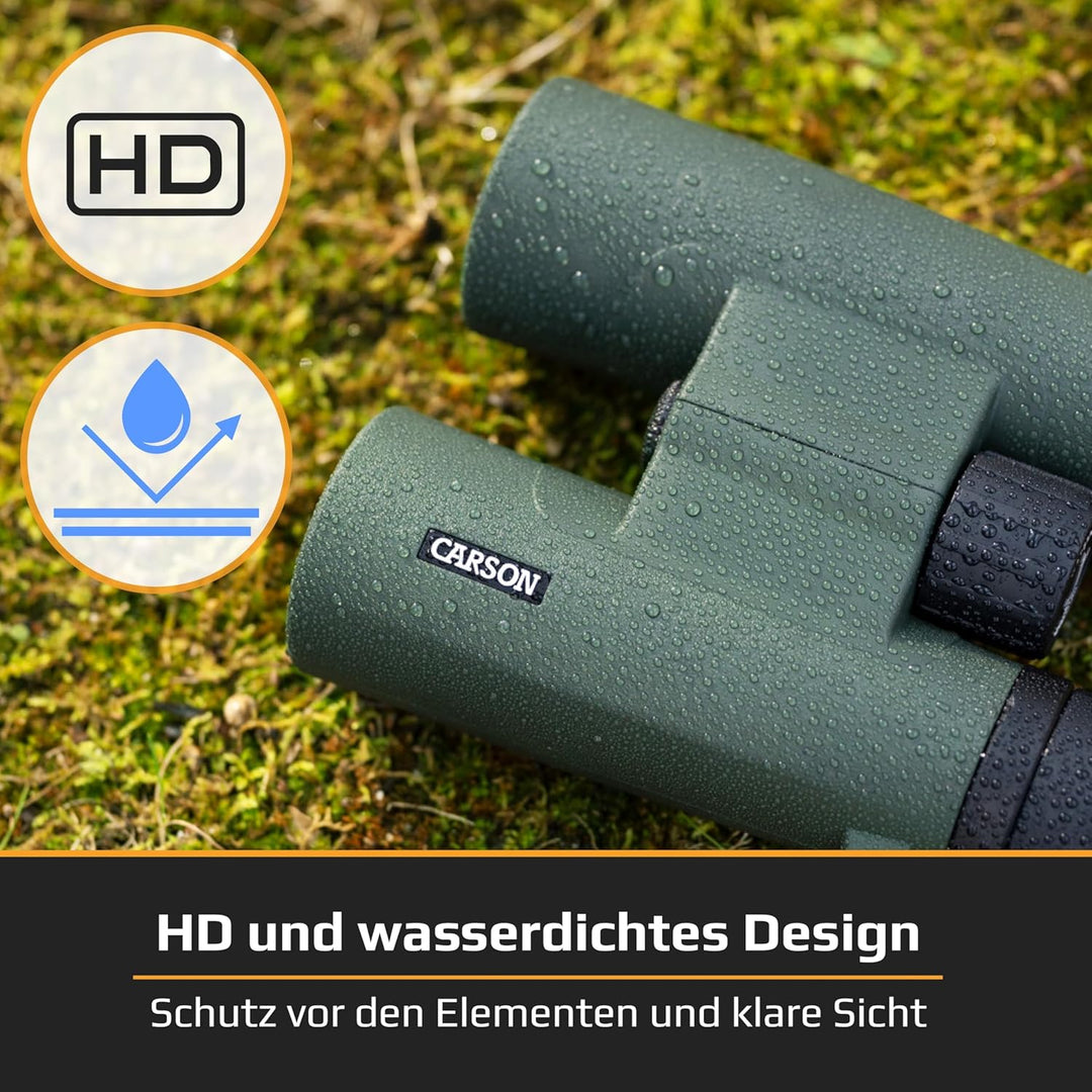 Carson RD Full-Size Fernglas, 10x42mm, Doppelstegdesign, wasserdicht, robust, beschlagfrei (RD-042)