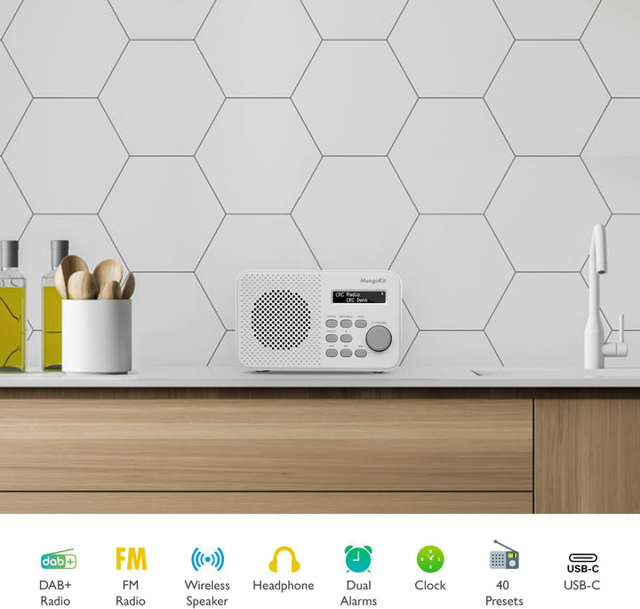 MangoKit MD2 DAB Radio mit Bluetooth,DAB Plus Radio,Digitalradio,UKW Radio,Tragbares Dab Radio,Klein