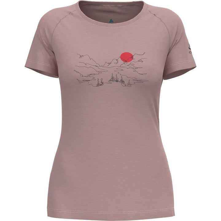 Odlo Damen Ascent Performance Wool 130 Gramm_551311 Kurzarm Shirt XL Pale Mauve Melange, XL Pale Mau