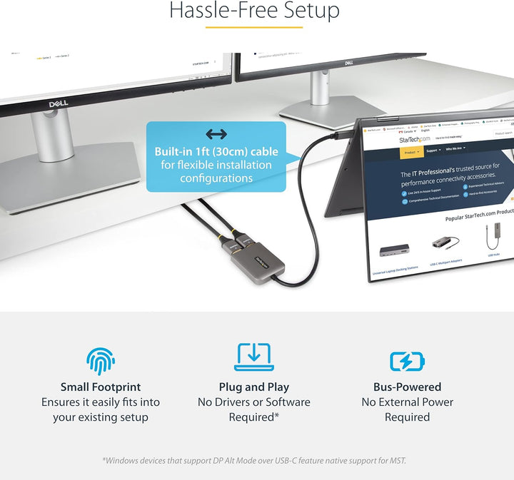 StarTech.com USB-C auf Dual HDMI Adapter, USB Typ-C Multi-Monitor MST Hub, Dual 4K 60Hz HDMI Laptop